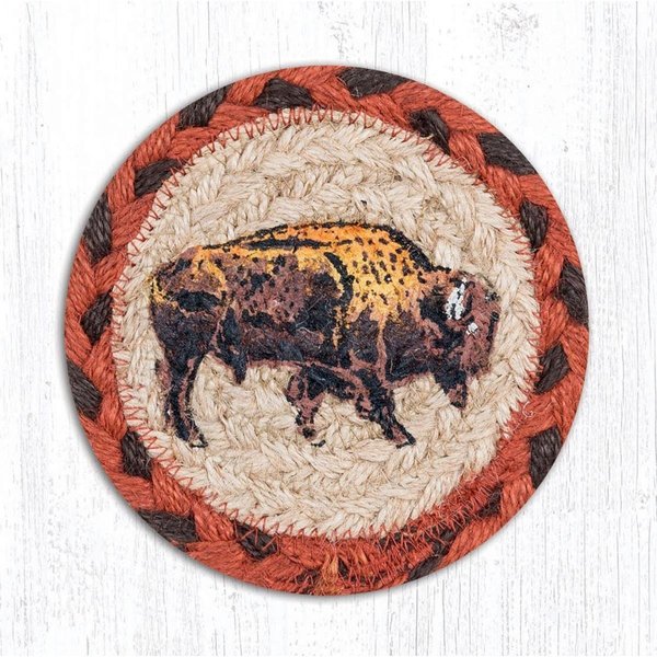 Capitol Importing Co 5 x 5 in. Jute Round Buffalo Printed Coaster 31-IC240B